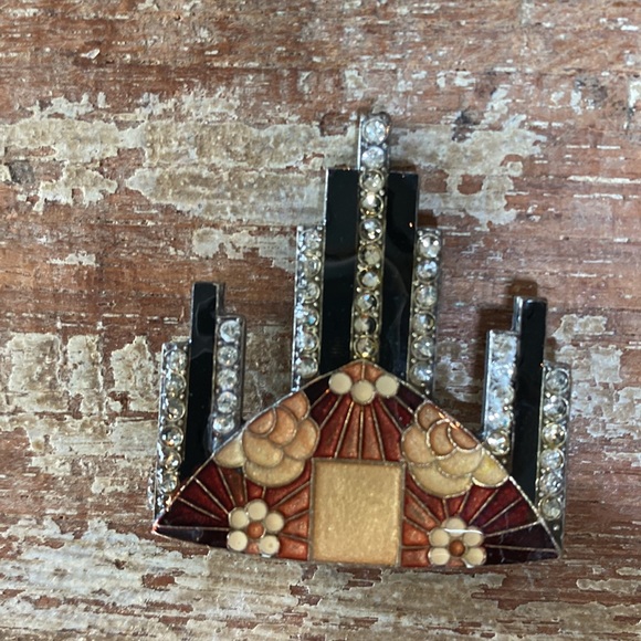 Catherine Popesco Art Deco/Art Nouveau Crystal & Enamel Brooch - Picture 8 of 8